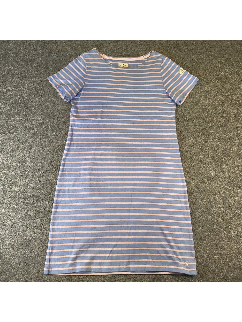 Joules Womens Blue Pink Striped 100% Cotton Short Sleeve T-Shirt Dress Size US 8